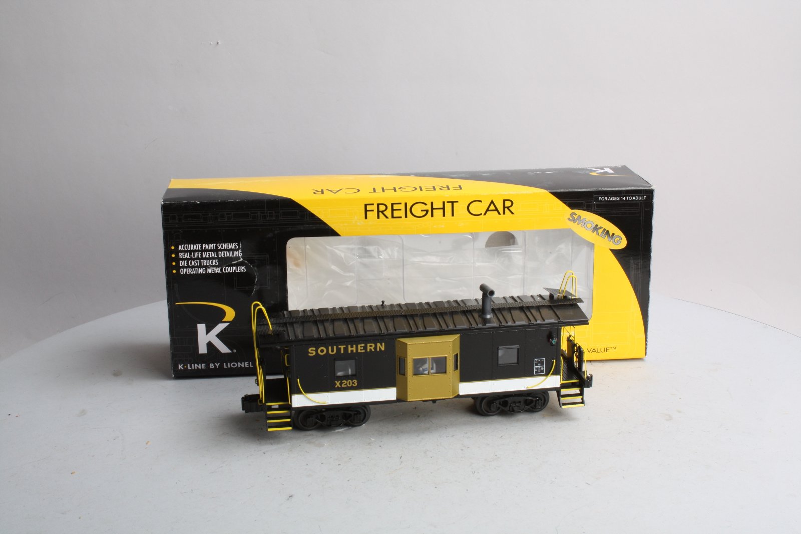 Lionel K-Line 6-22671 O Gauge Southern Bay Window Smoking Caboose Car #203