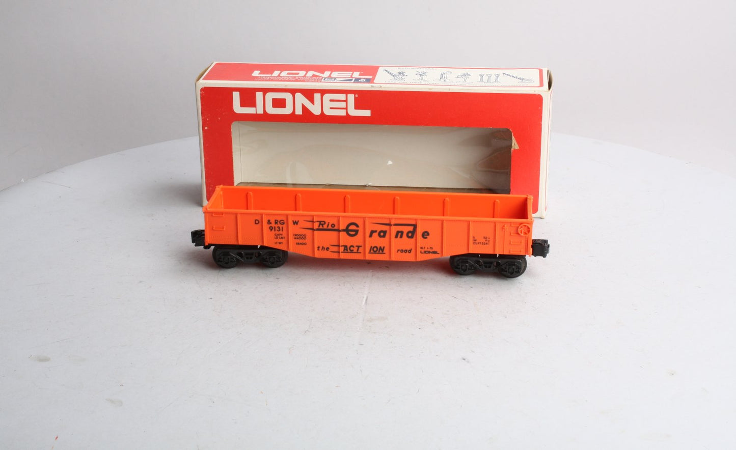 Lionel 6-9131 O Gauge Denver and Rio Grande Western Long Gondola (Orange) LN/Box