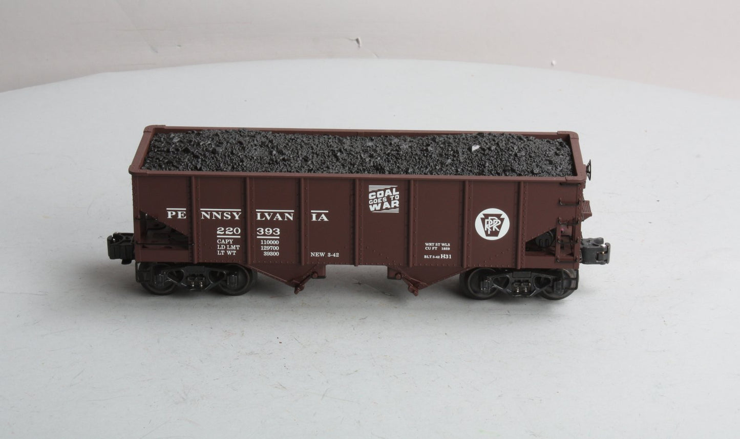 K-Line K6253-1891 O Gauge Pennsylvania RR Diecast Ribbed 2-Bay Hopper #220393 LN/Box