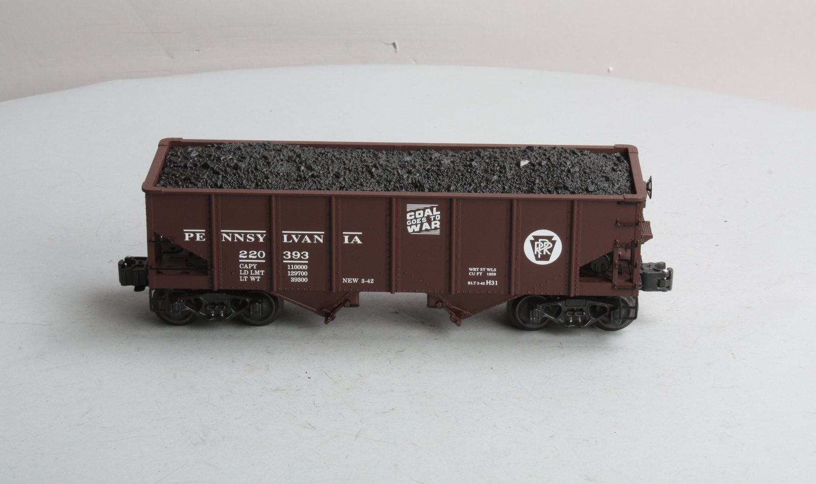 K-Line K6253-1891 O Gauge Pennsylvania RR Diecast Ribbed 2-Bay Hopper #220393 LN/Box