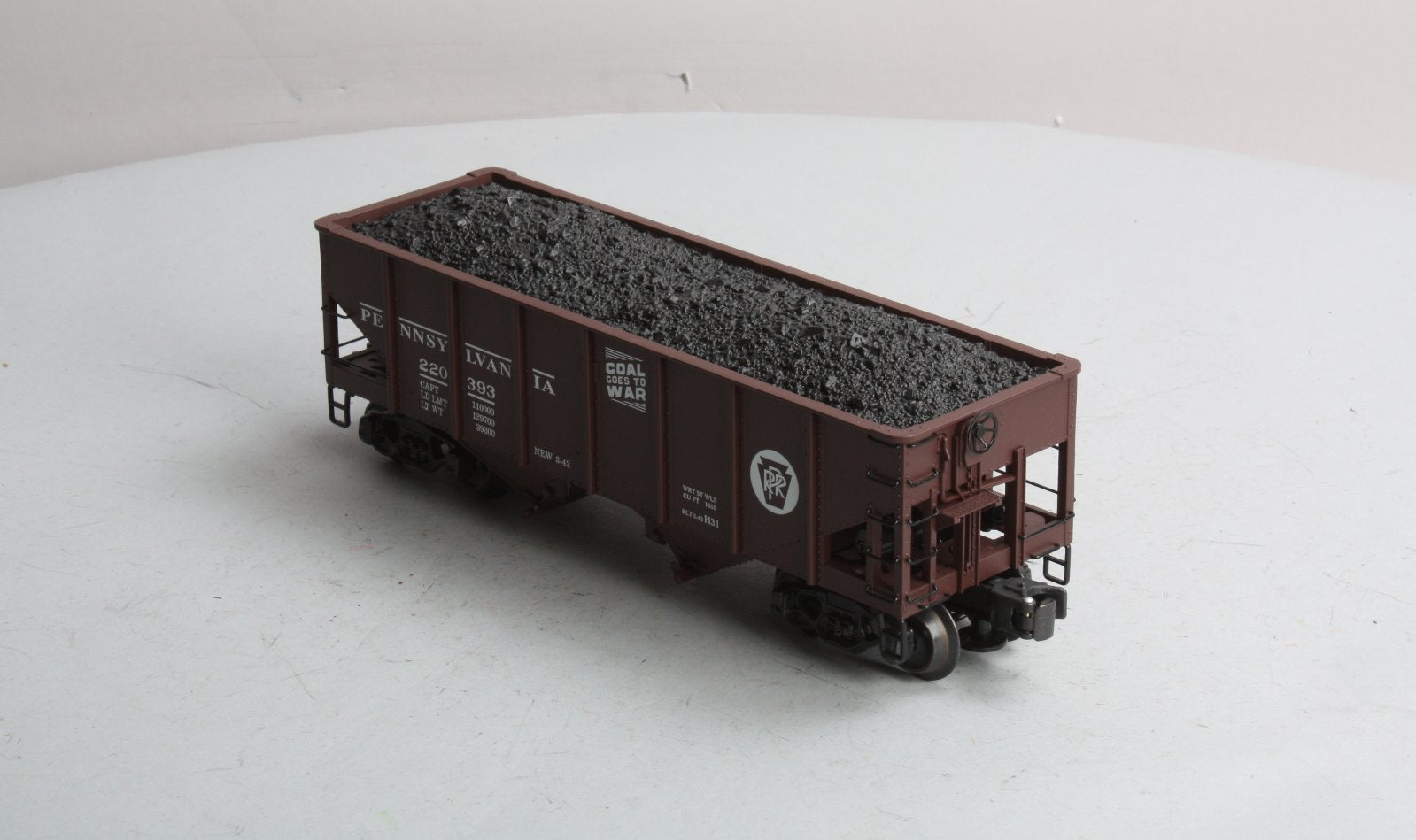 K-Line K6253-1891 O Gauge Pennsylvania RR Diecast Ribbed 2-Bay Hopper #220393 LN/Box