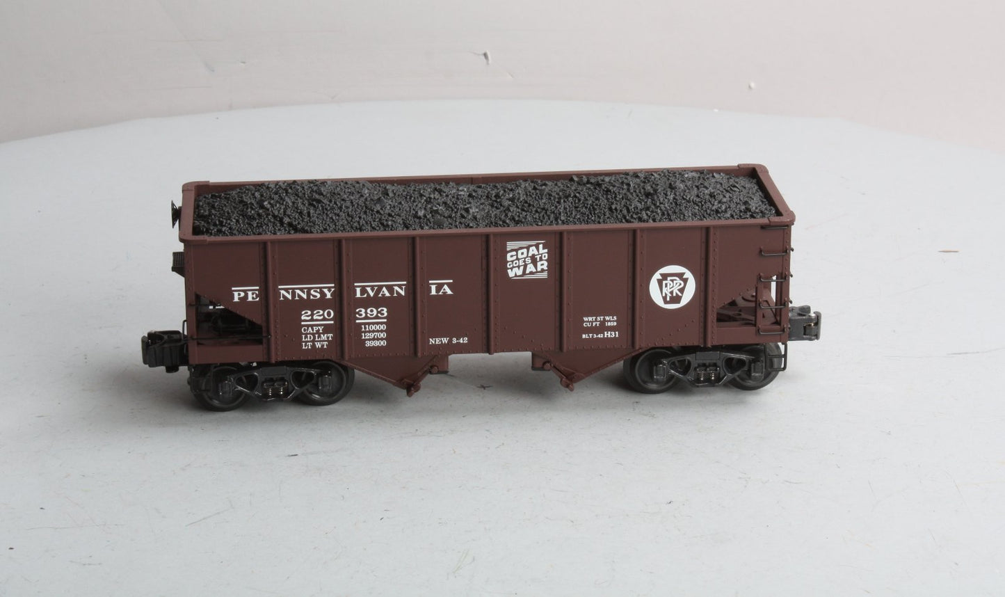 K-Line K6253-1891 O Gauge Pennsylvania RR Diecast Ribbed 2-Bay Hopper #220393 LN/Box