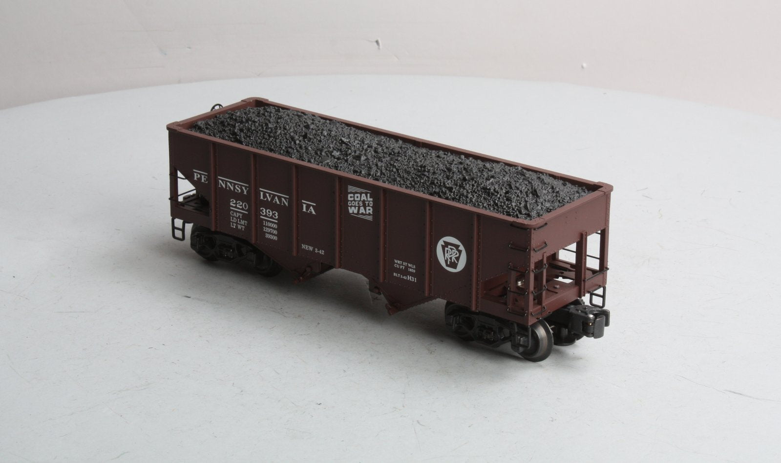 K-Line K6253-1891 O Gauge Pennsylvania RR Diecast Ribbed 2-Bay Hopper #220393 LN/Box