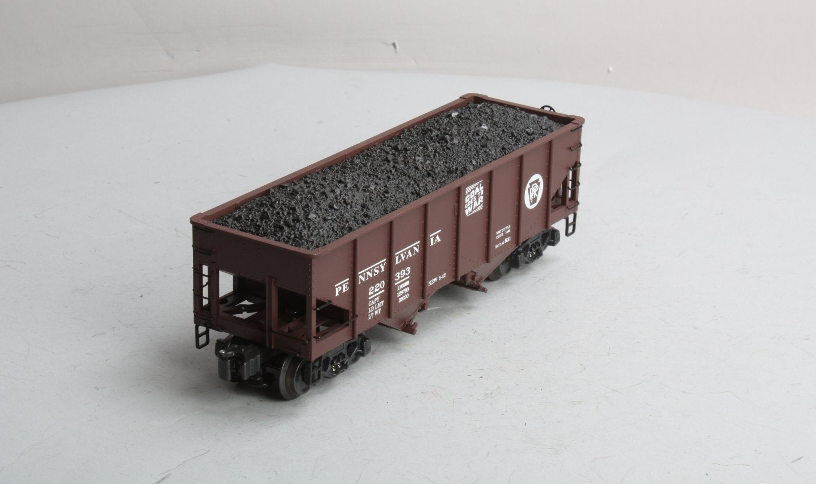 K-Line K6253-1891 O Gauge Pennsylvania RR Diecast Ribbed 2-Bay Hopper #220393 LN/Box