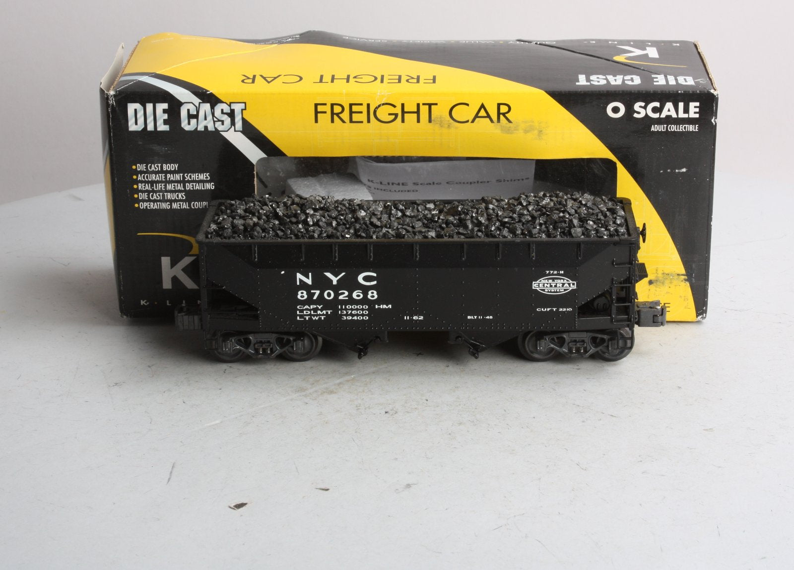 K-Line K6251-1753 O Gauge New York Central Die-Cast 2-Bay DC Hopper #870268 LN/Box
