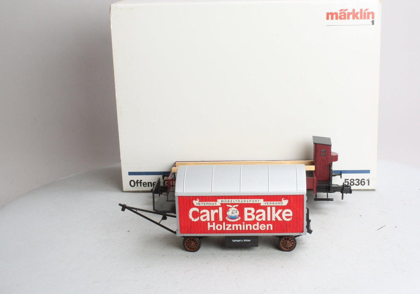 Marklin 58361 G Scale DR Gondola with "Carl Balke" Trailer LN/Box
