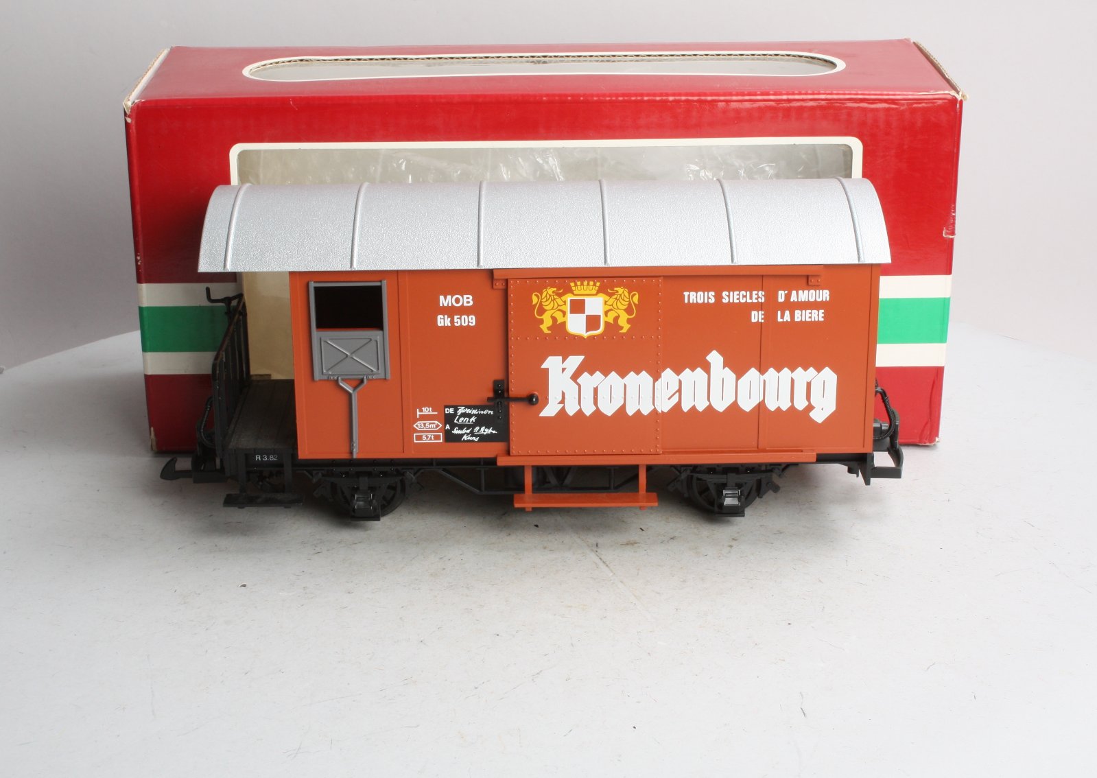 LGB 4028 G Scale Kronenbourg Boxcar w/Plastic Wheels LN/Box