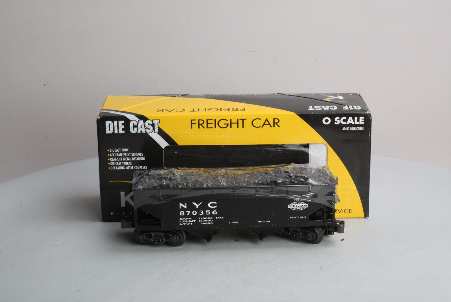 K-Line K6251-1753 O Gauge New York Central 2-Bay DC Hopper #870356 LN/Box