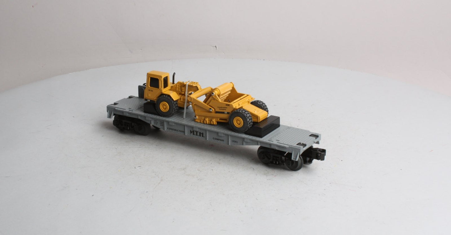 MTH 30-7616 O Gauge Construction Flatcar w/ Ertl Earth Mover #19981 LN/Box