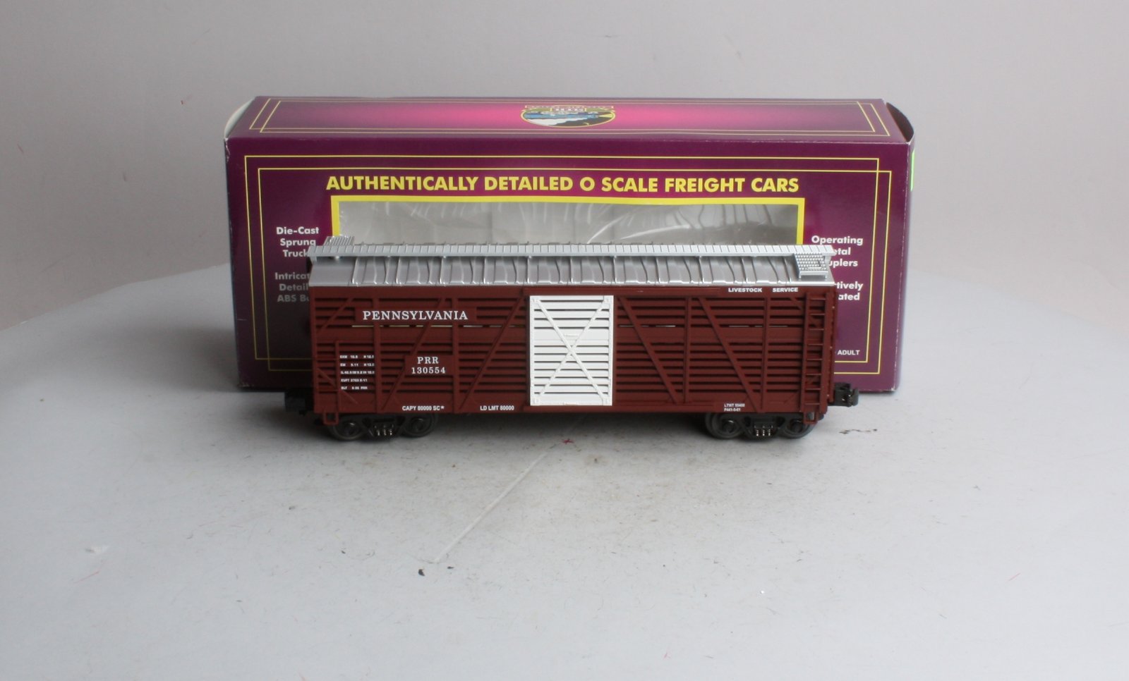 MTH 20-94503 O Gauge Pennsylvania Railroad Steel Sided Stock Car #130554 LN/Box