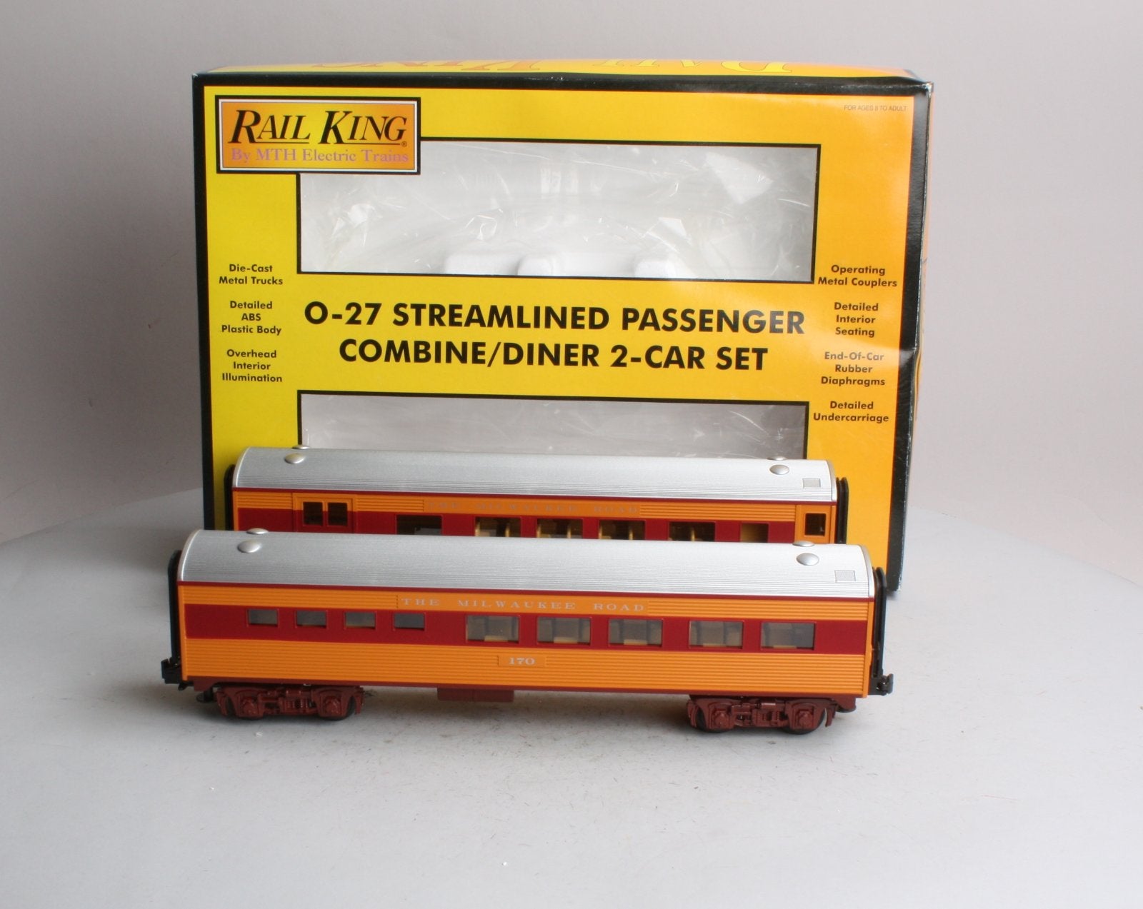 MTH 30-6091 O Milwaukee RailKing Streamlined Combo/Diner Set LN/Box