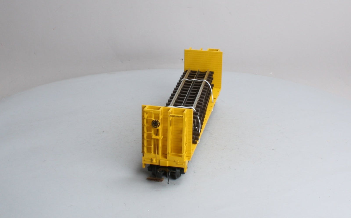 MTH 20-98763 O Gauge Pennsylvania Bulk Head Flat Car W/ Railway Tracks (4) LN/Box