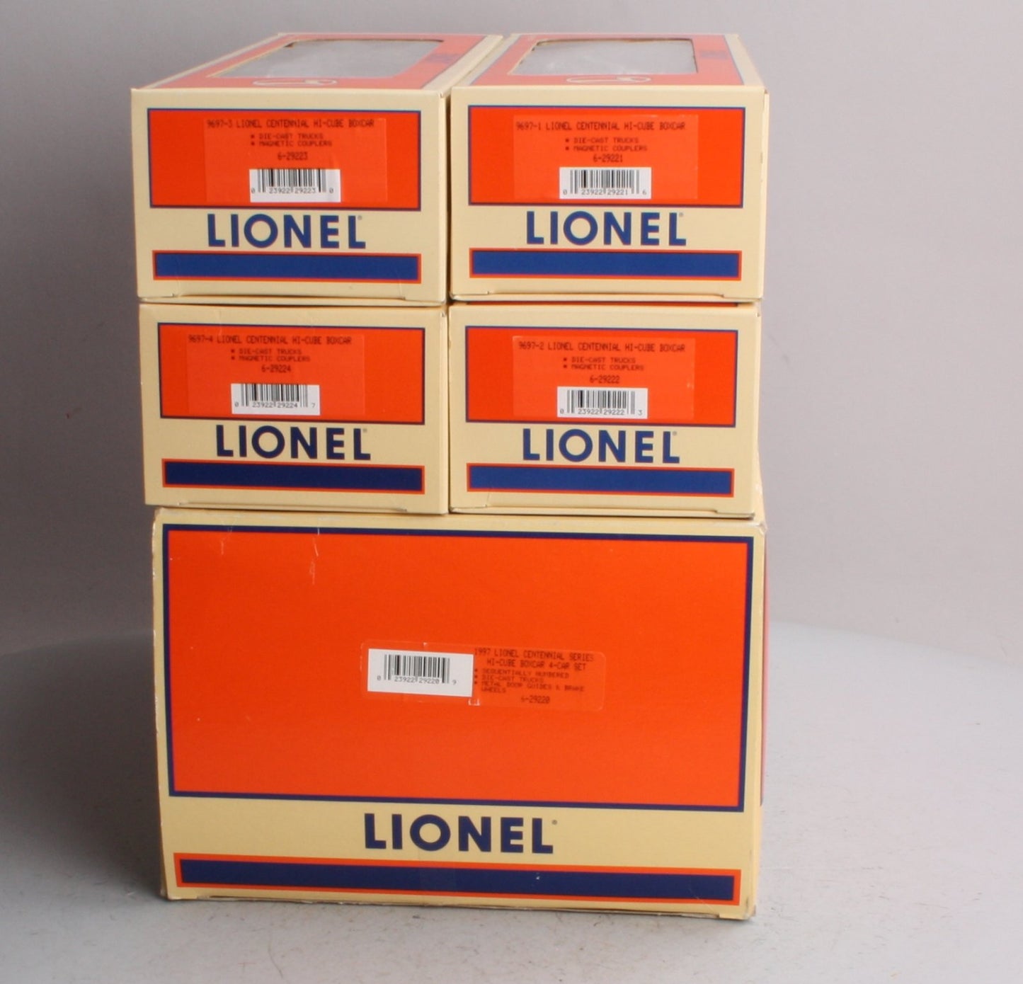 Lionel 6-29220 O Gauge 1997 Centennial Series Hi-Cube Boxcars (Set of 4) LN/Box