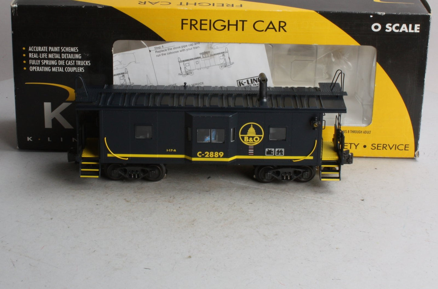 K-Line K612-1091 O Gauge Baltimore & Ohio Illuminated Bay Window Caboose NIB