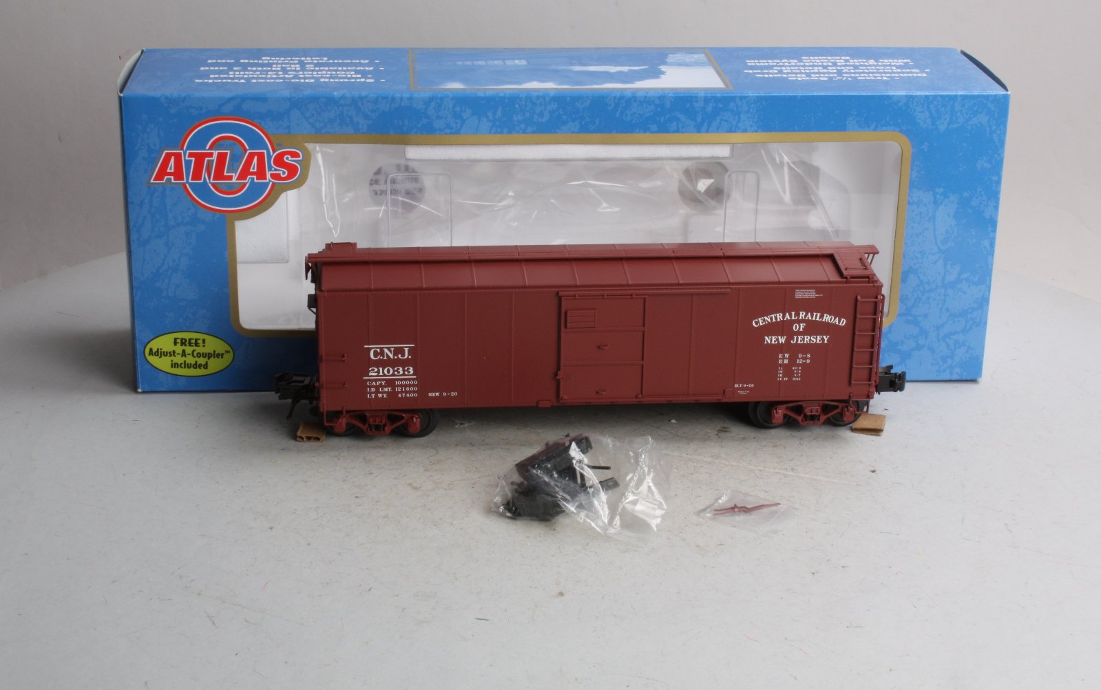 Atlas 8752-2 3-Rail Jersey Central 1923 ARA 40' Steel Boxcar #21033 LN/Box