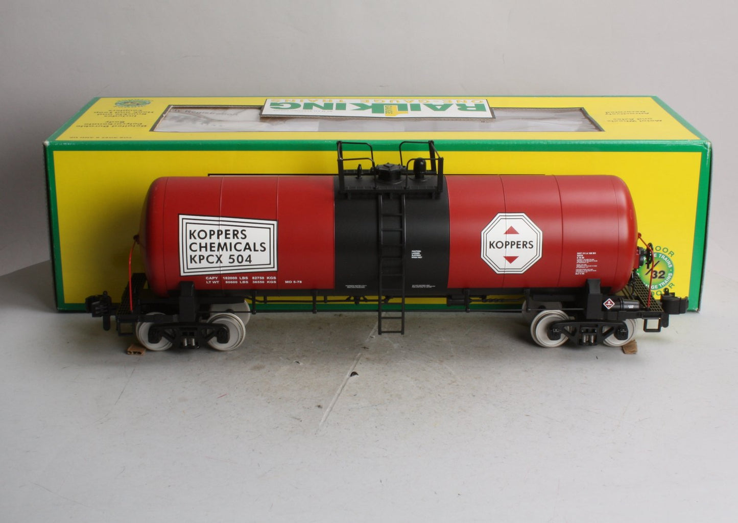 MTH 70-73007 G Gauge Koppers Unibody Tank Car #504 with Metal Wheels LN/Box