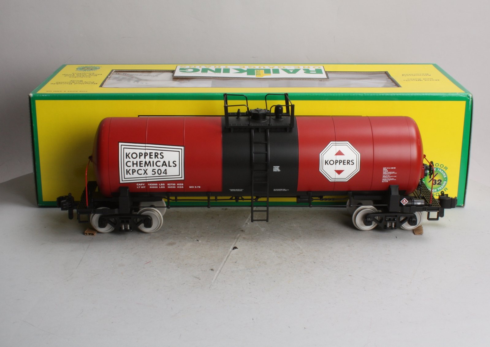 MTH 70-73007 G Gauge Koppers Unibody Tank Car #504 with Metal Wheels LN/Box