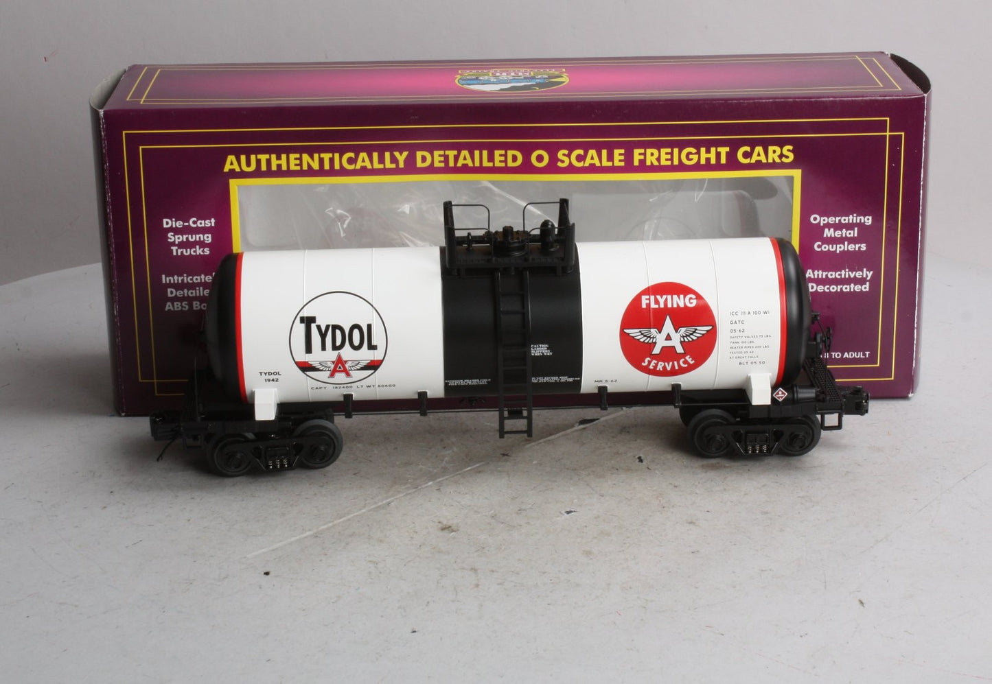 MTH 20-96122 O Gauge Tidewater Oil "Tydol Flying A Service" Tank Car #1942 LN/Box