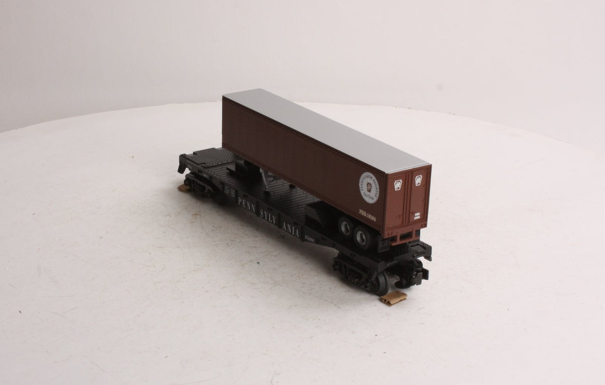 MTH 30-7626 O Gauge Pennsylvania Railroad Flatcar w/ Trailer #474399 LN/Box