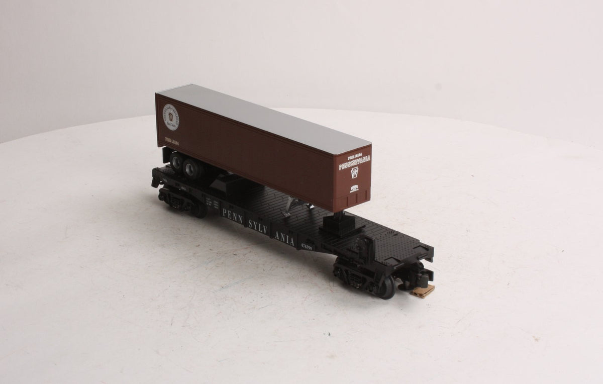 MTH 30-7626 O Gauge Pennsylvania Railroad Flatcar w/ Trailer #474399 LN/Box