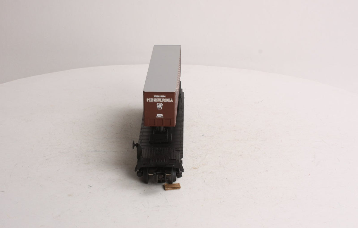 MTH 30-7626 O Gauge Pennsylvania Railroad Flatcar w/ Trailer #474399 LN/Box