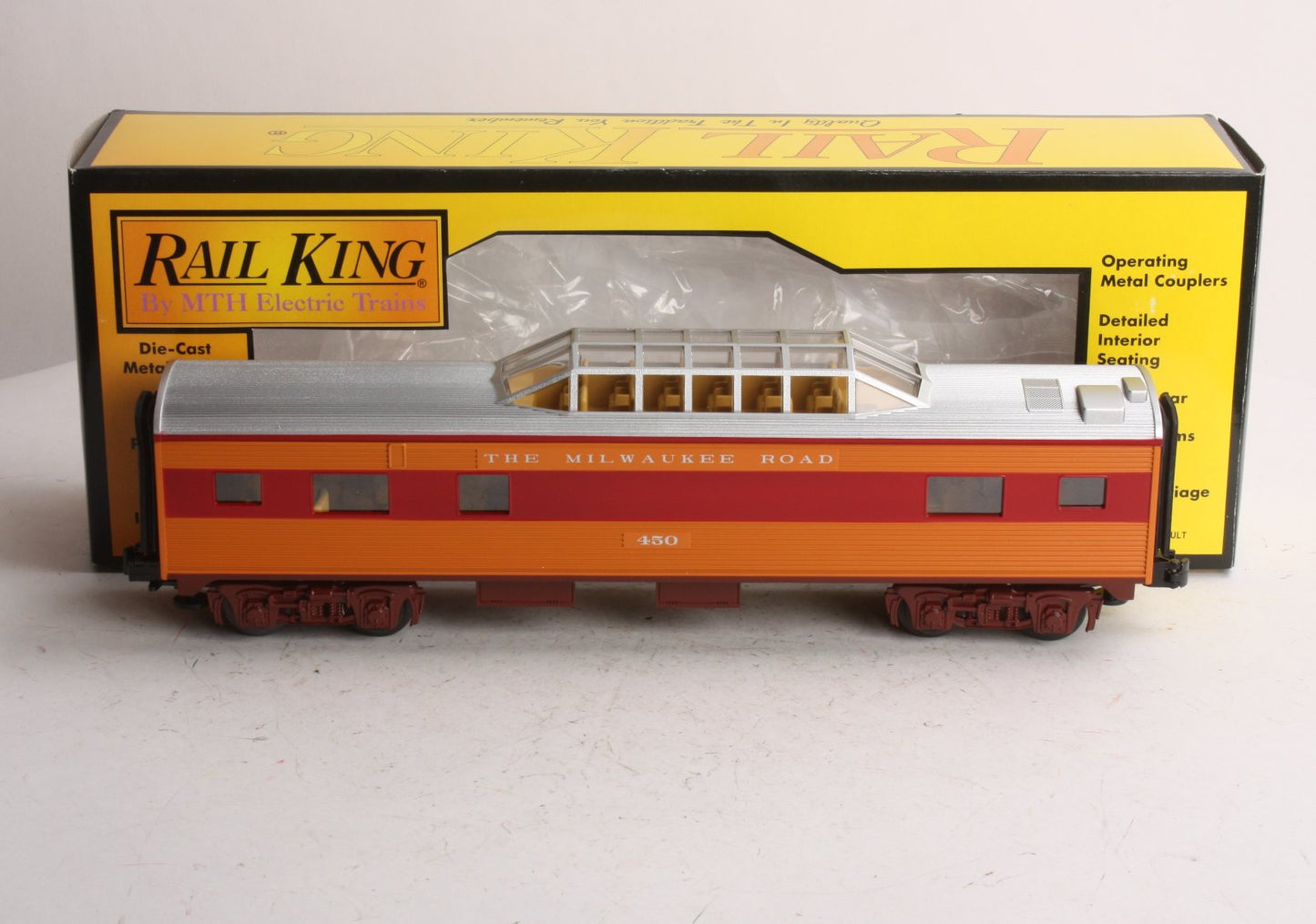 MTH 30-6090-3 O Milwaukee Road Streamlined Vista Dome Car #450 LN/Box