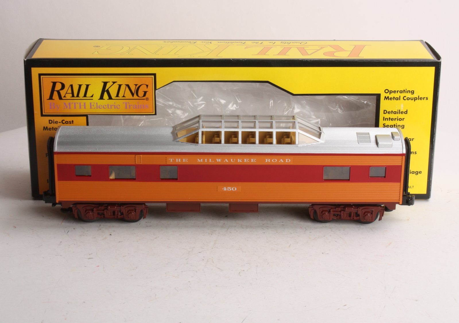 MTH 30-6090-3 O Milwaukee Road Streamlined Vista Dome Car #450 LN/Box