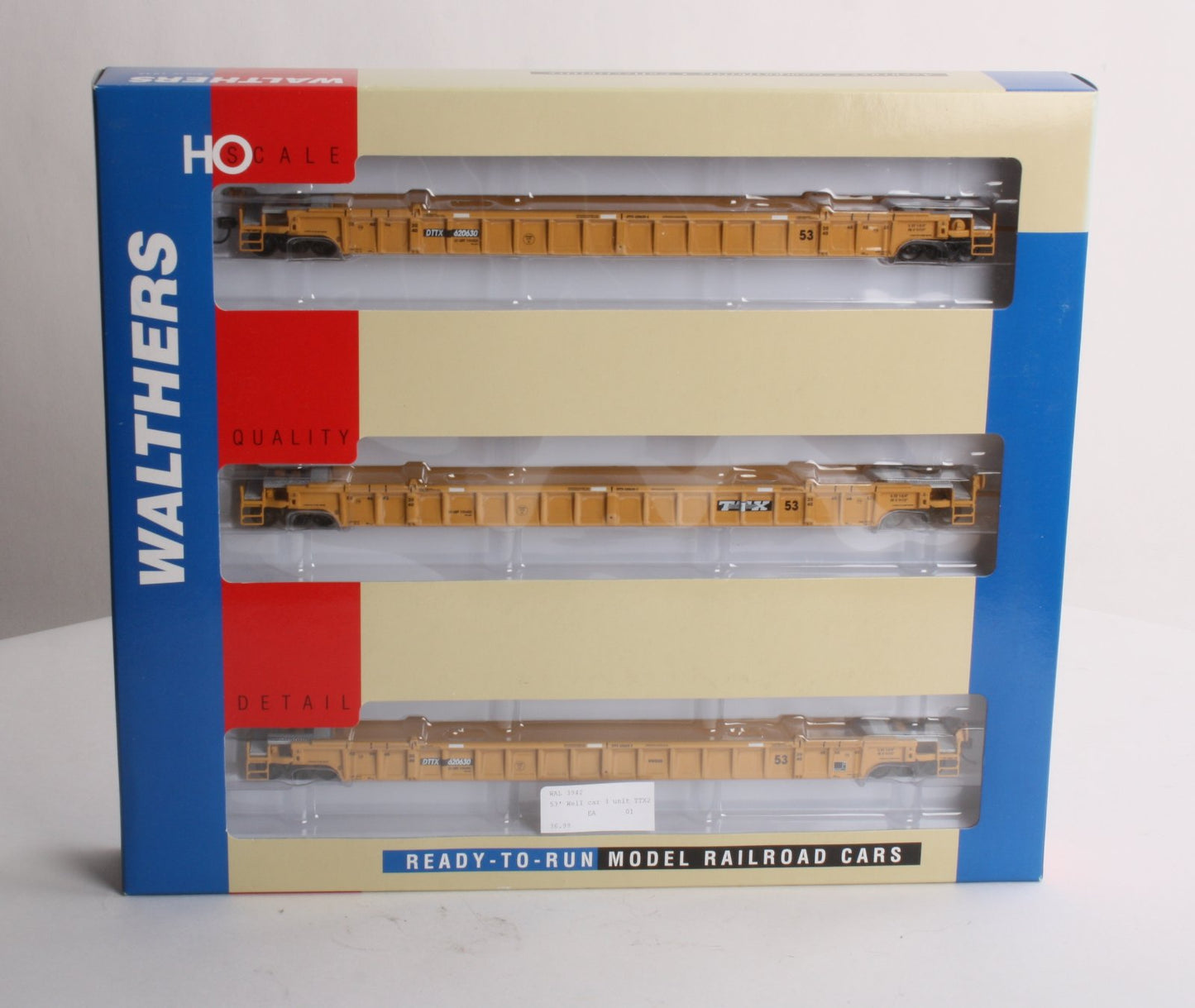 Walthers 932-3942 HO Scale TTX NSC 53' Well Cars #620630 (Set of 3) EX/Box