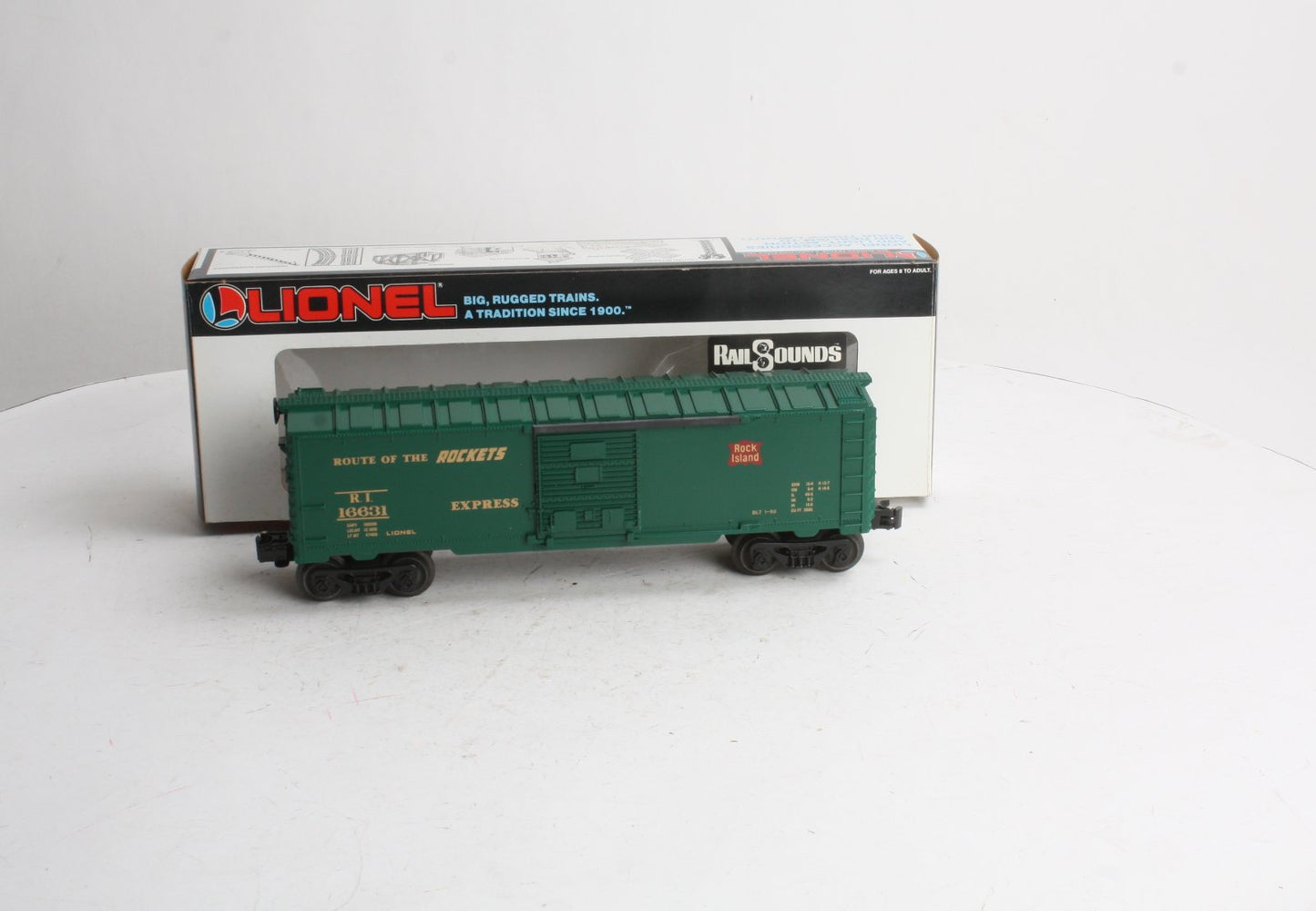 Lionel 6-16631 O Gauge Rock Island Boxcar with Steam Railsounds LN/Box