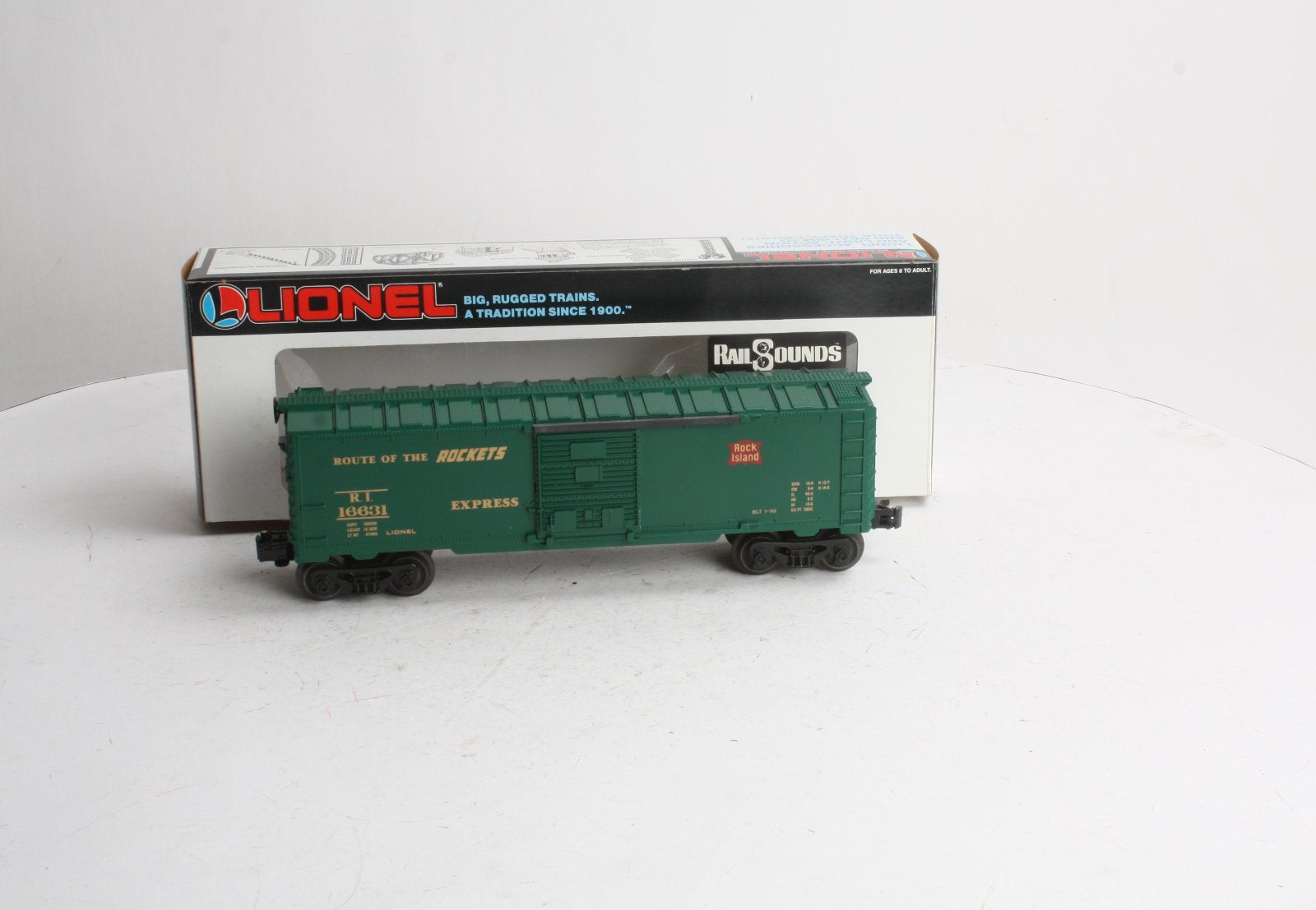 Lionel 6-16631 O Gauge Rock Island Boxcar with Steam Railsounds LN/Box