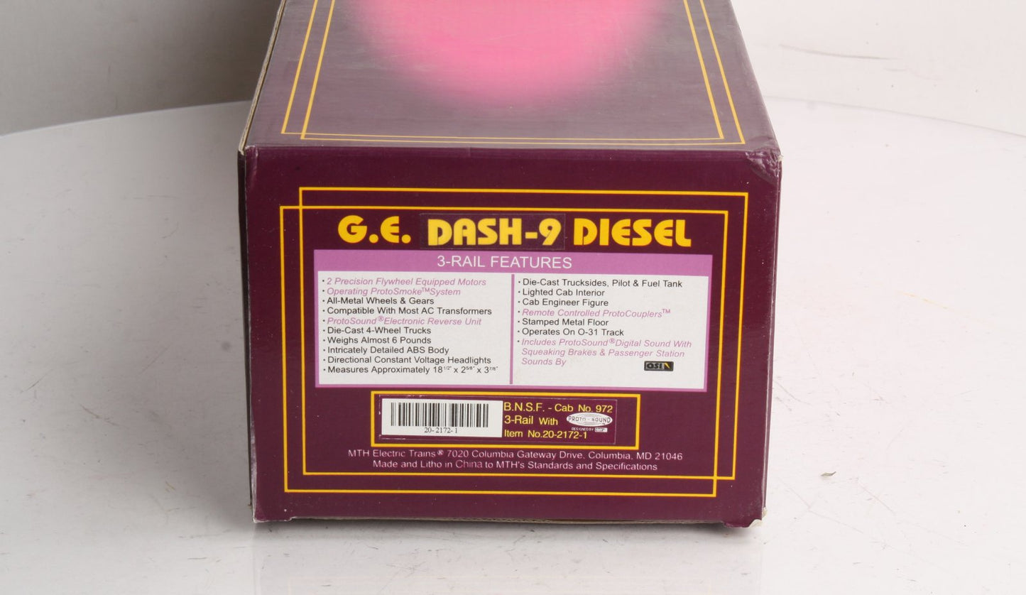 MTH 20-2172-1 O Gauge BNSF Dash-9 Diesel Engine w/PS1 #972 - 3-Rail LN/Box