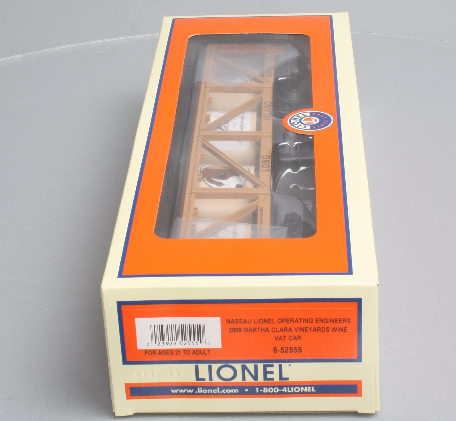 Lionel 6-52555 O Gauge Long Island Martha Clara Vineyards Wine Vat Car #8309 LN/Box