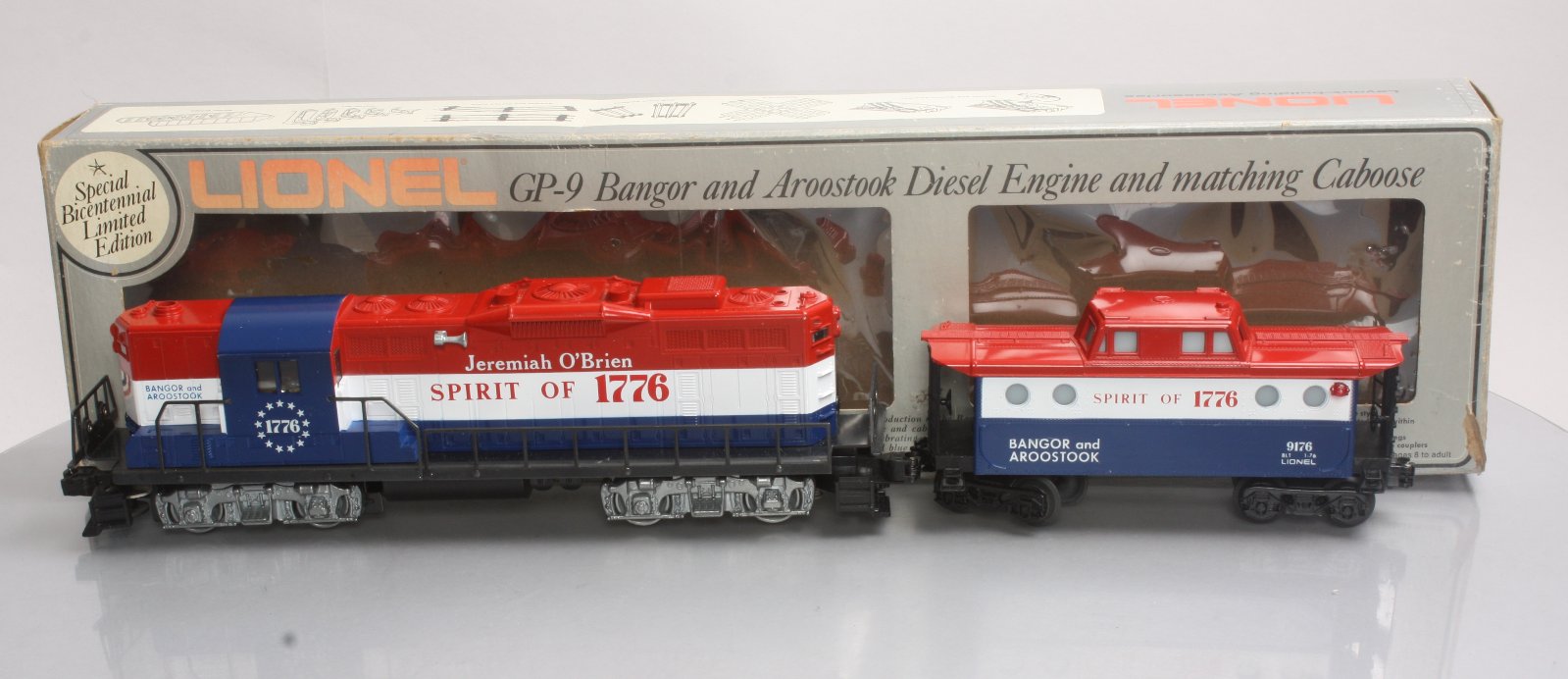 Lionel 6-8665 O Gauge BAR Jeremiah O' Brien GP-9 Diesel Locomotive & Caboose NIB