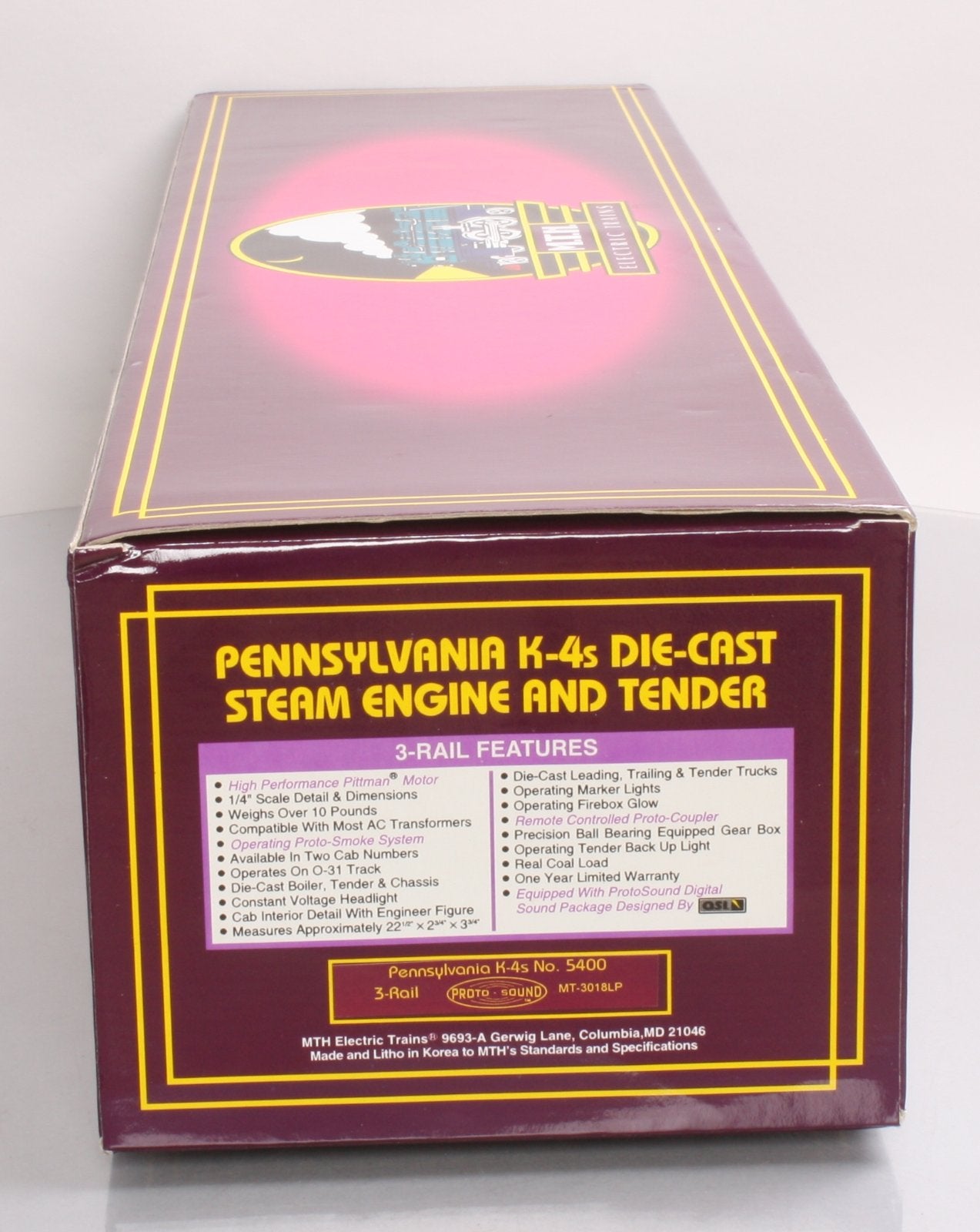 MTH 20-3018-1 O Gauge Pennsylvania K-4s 4-6-2 Steam Locomotive #5400 w/PS1 LN/Box