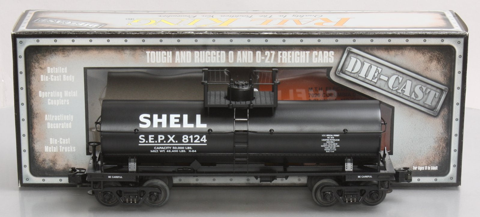 MTH 30-8101 O Gauge Shell Die-Cast Single Dome Tank Car #8124 LN/Box