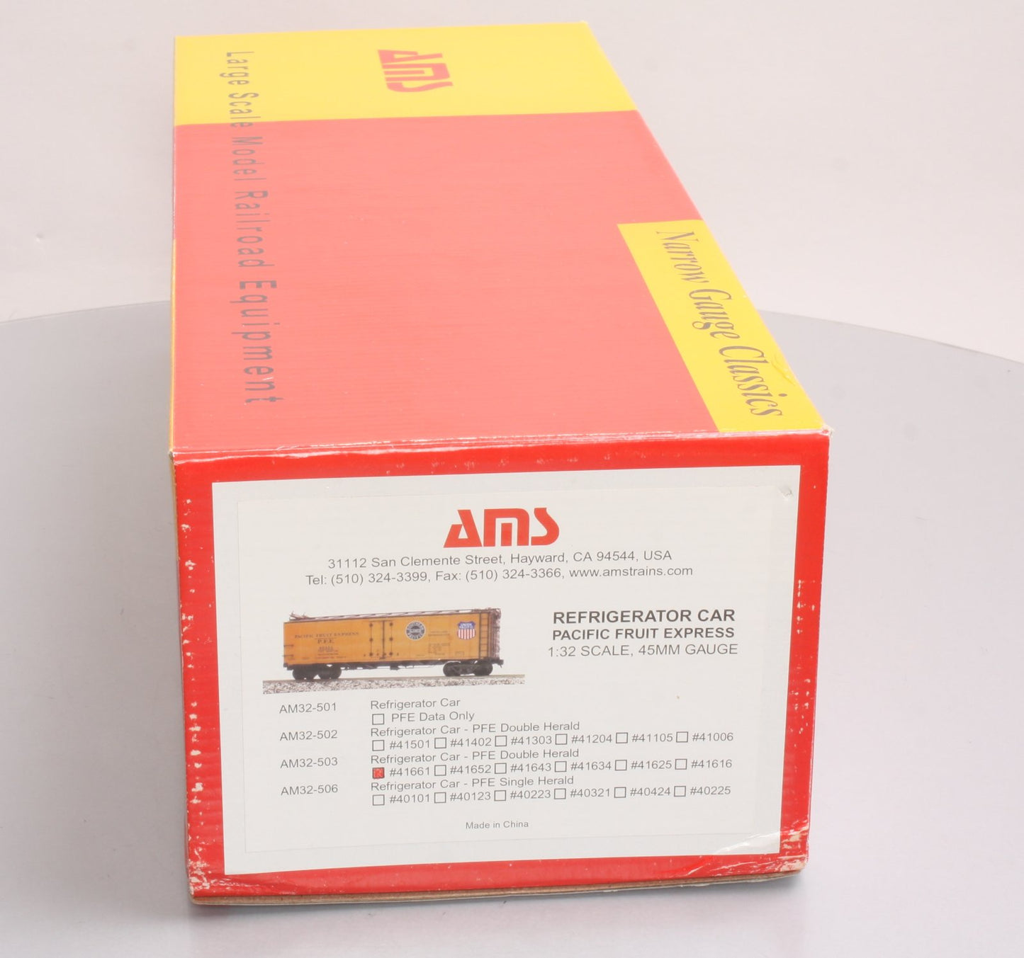 AMS AM32-503 G Scale Narrow Gauge PFE Doubel Herald Refrigerator Car #41661 LN/Box