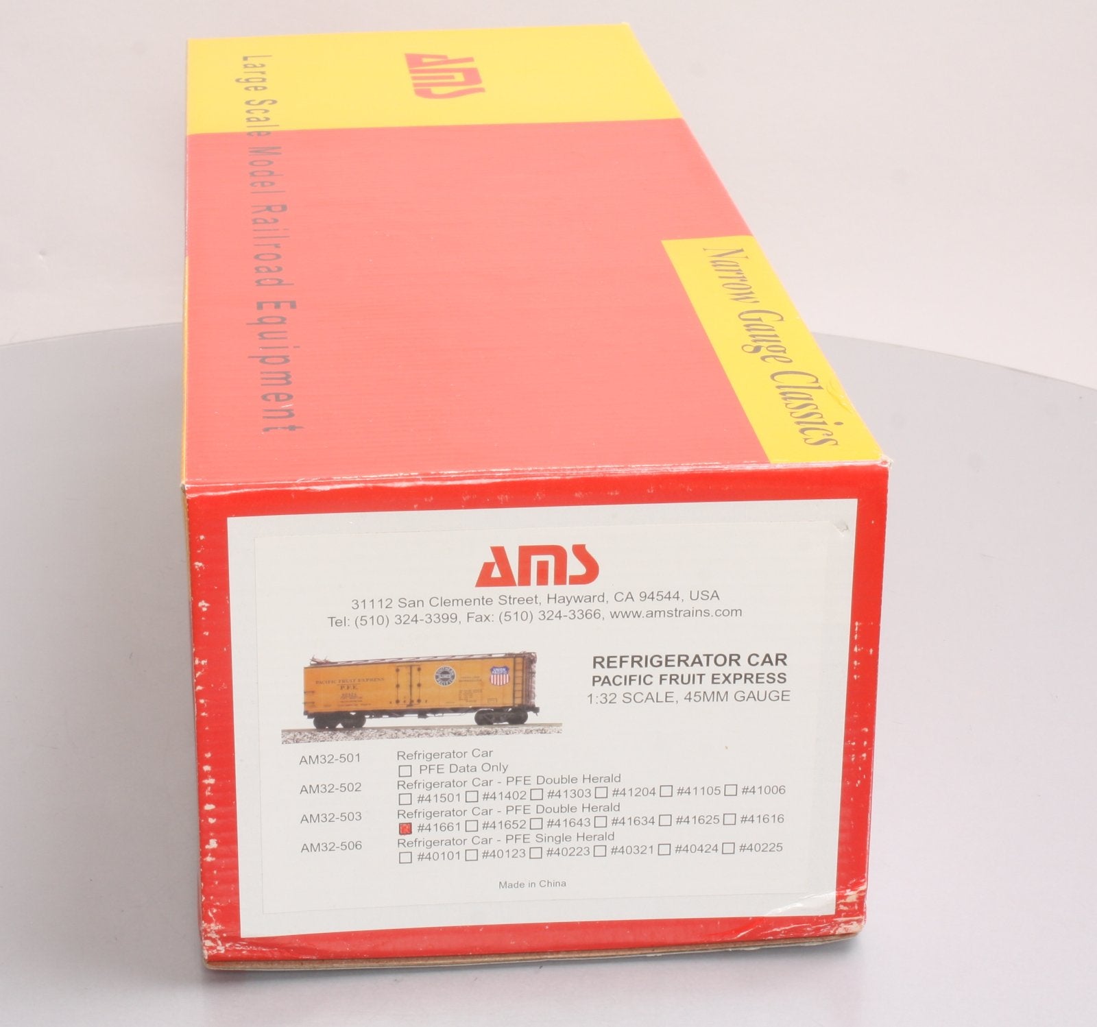 AMS AM32-503 G Scale Narrow Gauge PFE Doubel Herald Refrigerator Car #41661 LN/Box