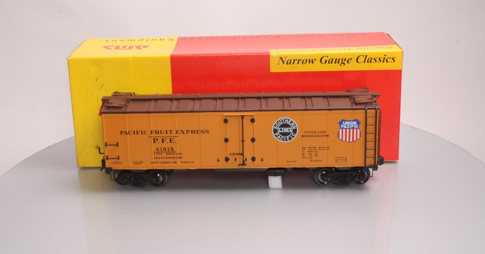 AMS AM32-503 G Scale Narrow Gauge PFE Double Herald Refrigerator Car #41616 EX/Box