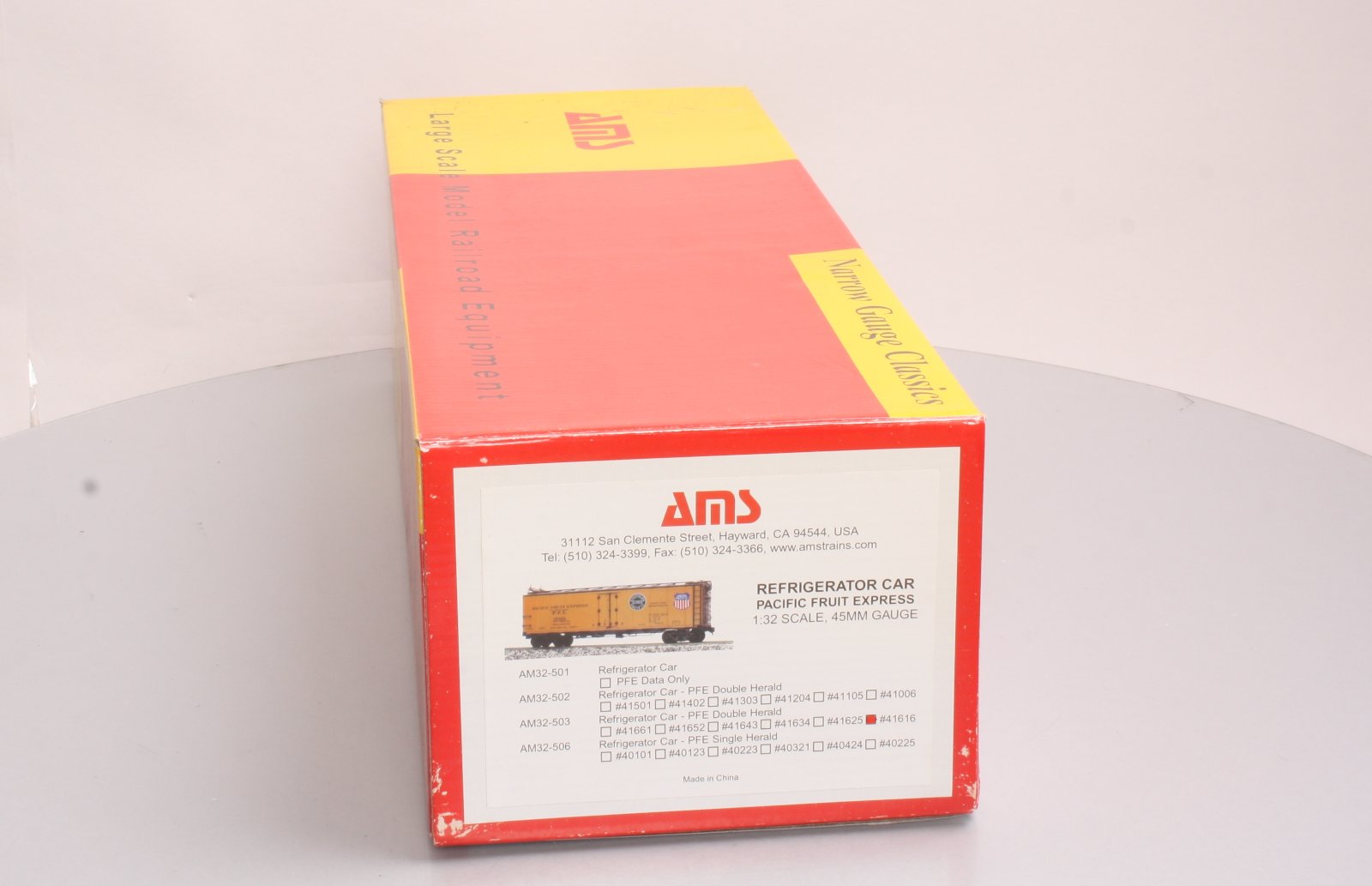AMS AM32-503 G Scale Narrow Gauge PFE Double Herald Refrigerator Car #41616 EX/Box