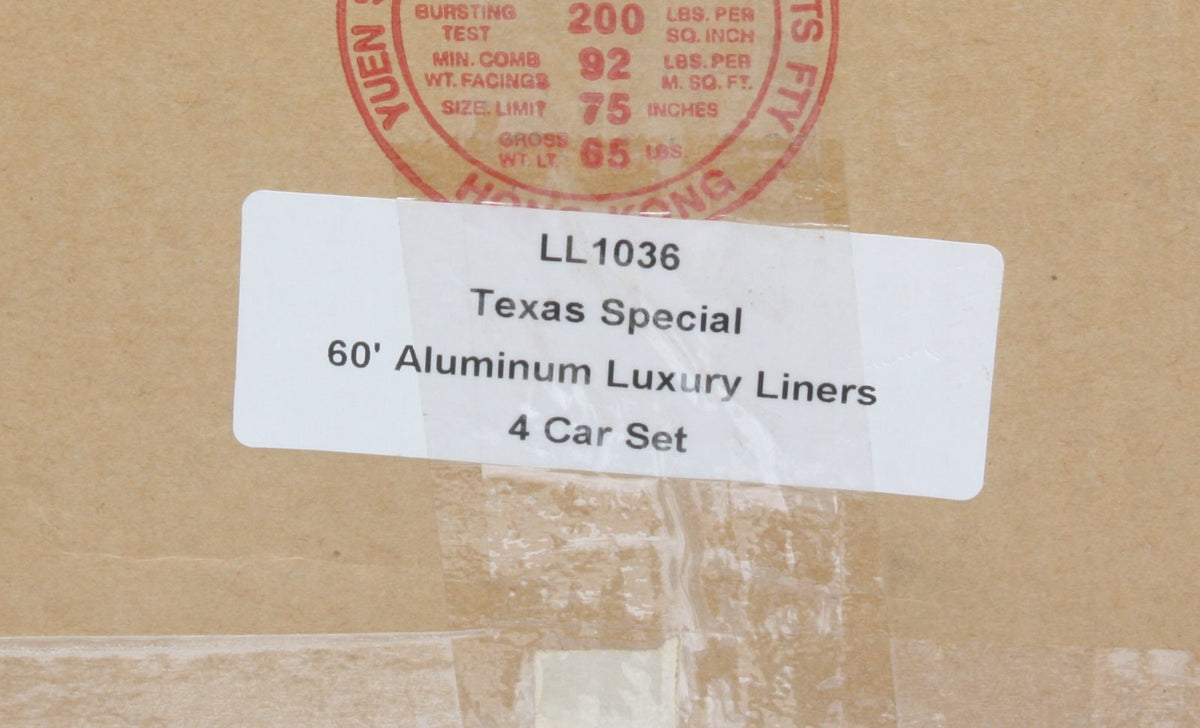 Williams LL1036AO O  Texas Special Aluminum Luxury Liners 4 Passenger Car Set LN/Box