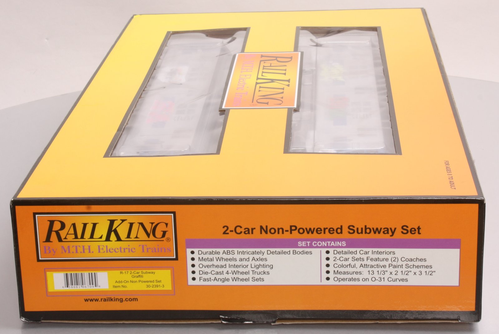 MTH 30-2391-3 O MTA - Graffiti R-17 Subway Add-On Non Powered Set (Set of 2) LN/Box