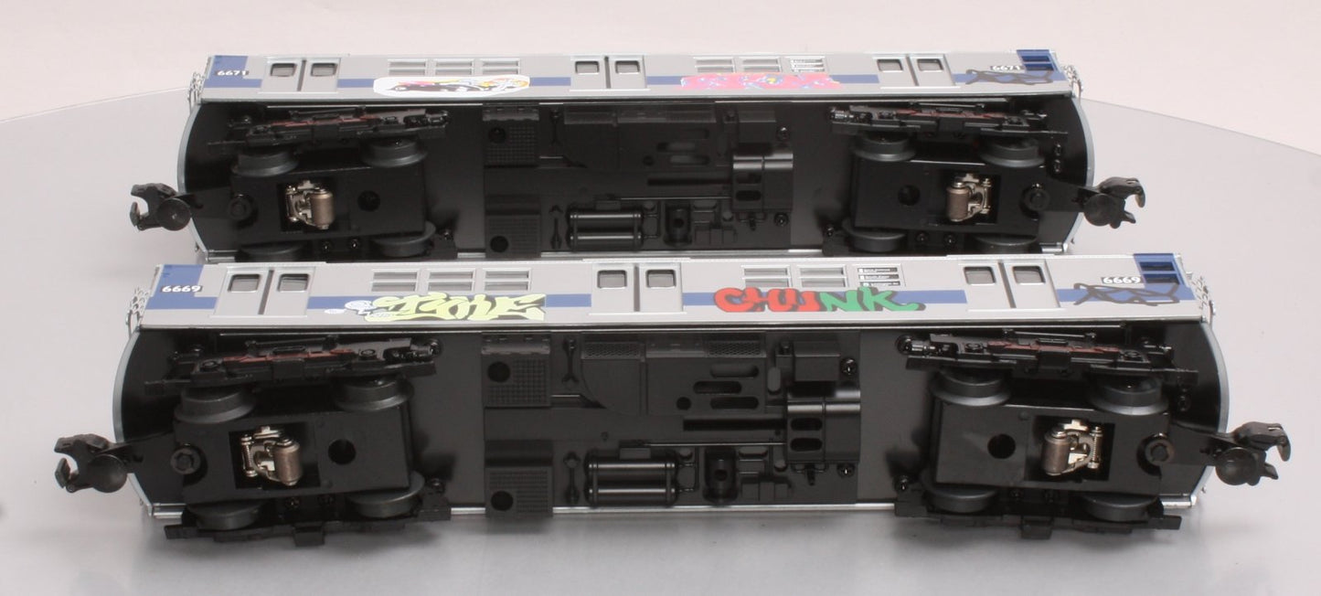 MTH 30-2391-3 O MTA - Graffiti R-17 Subway Add-On Non Powered Set (Set of 2) LN/Box