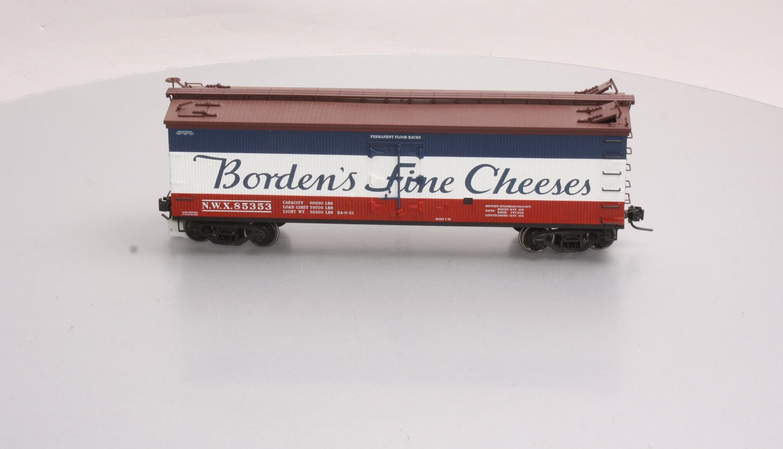 Atlas 7704-2 O Borden's Fine Cheese 40' Woodside Reefer Car #85353 (2-Rail) NIB