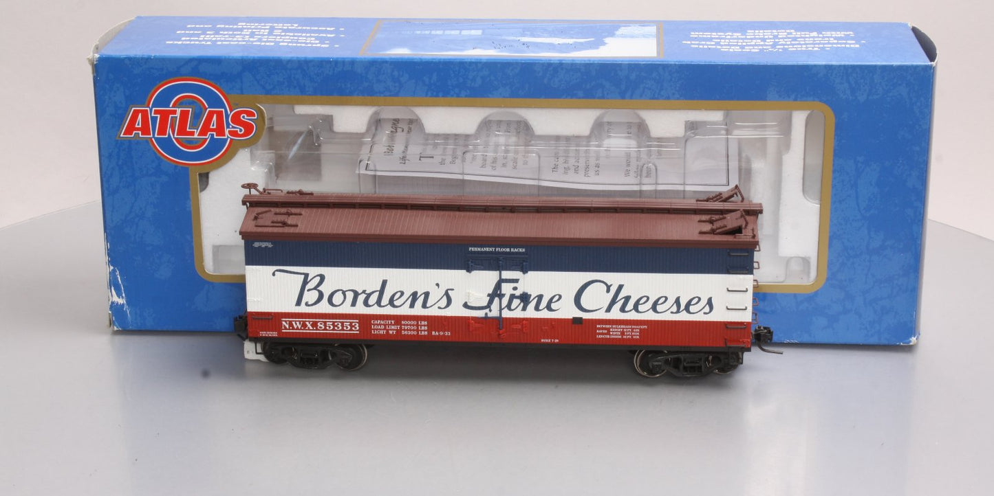 Atlas 7704-2 O Borden's Fine Cheese 40' Woodside Reefer Car #85353 (2-Rail) NIB