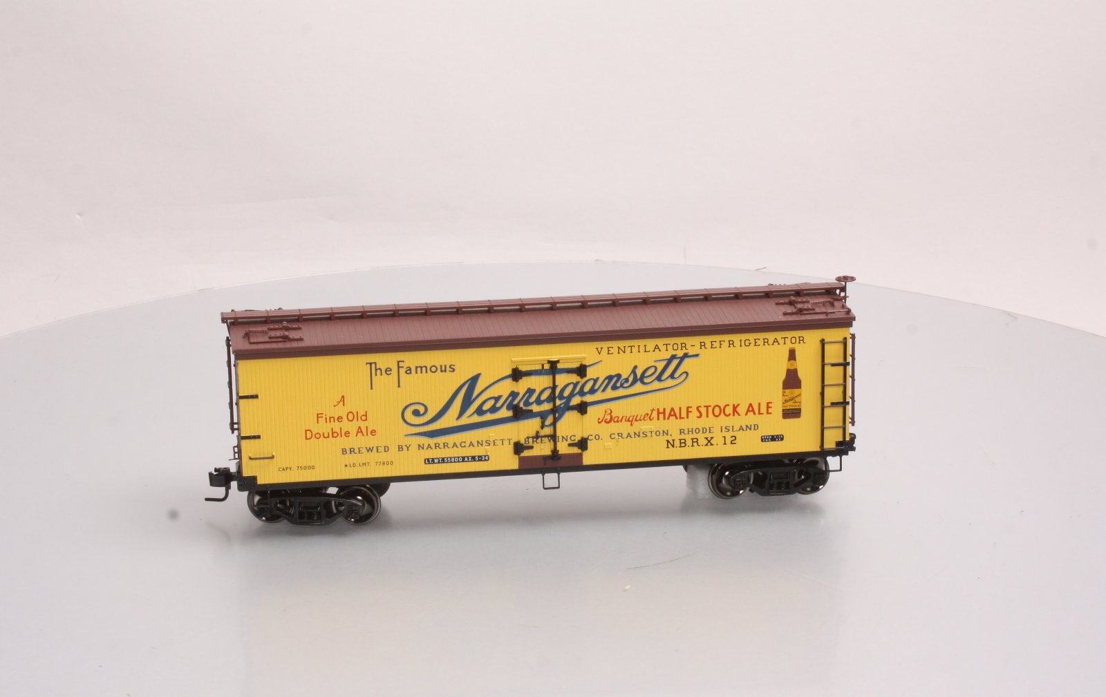 Atlas 7722-2 Narragansett Banquet Ale 40' Woodside Reefer #12 - 2 Rail LN/Box