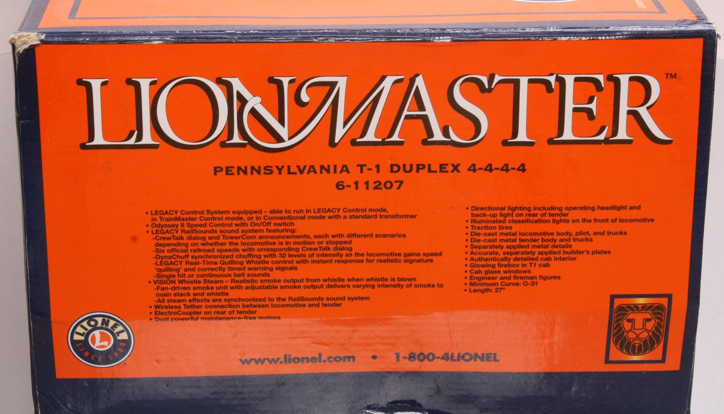 Lionel 6-11207 O Lionmaster PRR T1 4-4-4-4 Duplex Steam Locomotive #5511 TMCC