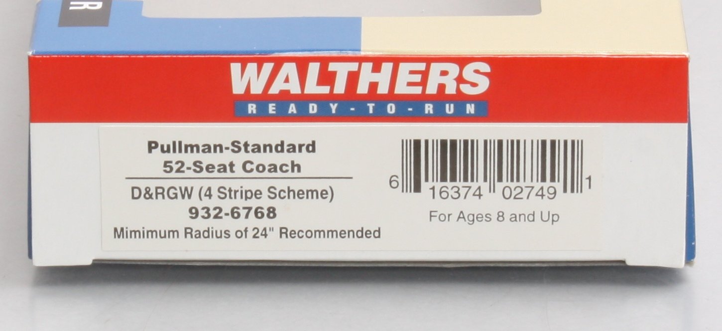 Walthers 932-6768 HO Scale Denver & Rio Grande Western PS 52-Seat Coach Car LN/Box