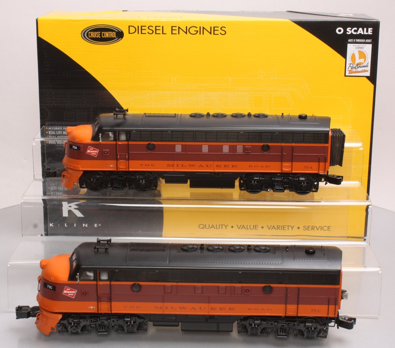 K-Line K-25432 O Milwaukee Road F-7 AA Diesel Set #75A/75C