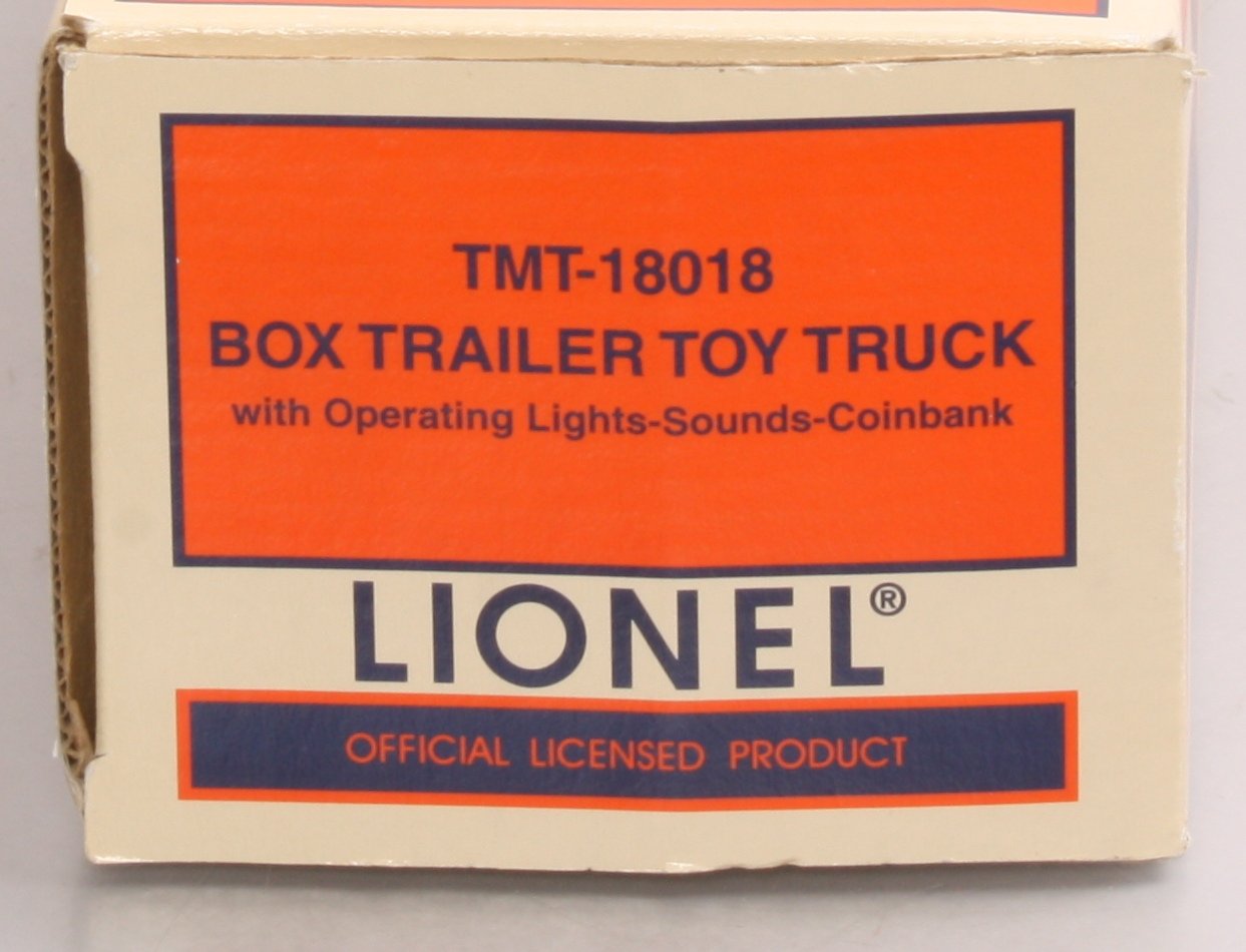 Lionel TMT-18018 Box Trailer Toy Truck W/Operating Lights Sounds-Coinbank NIB