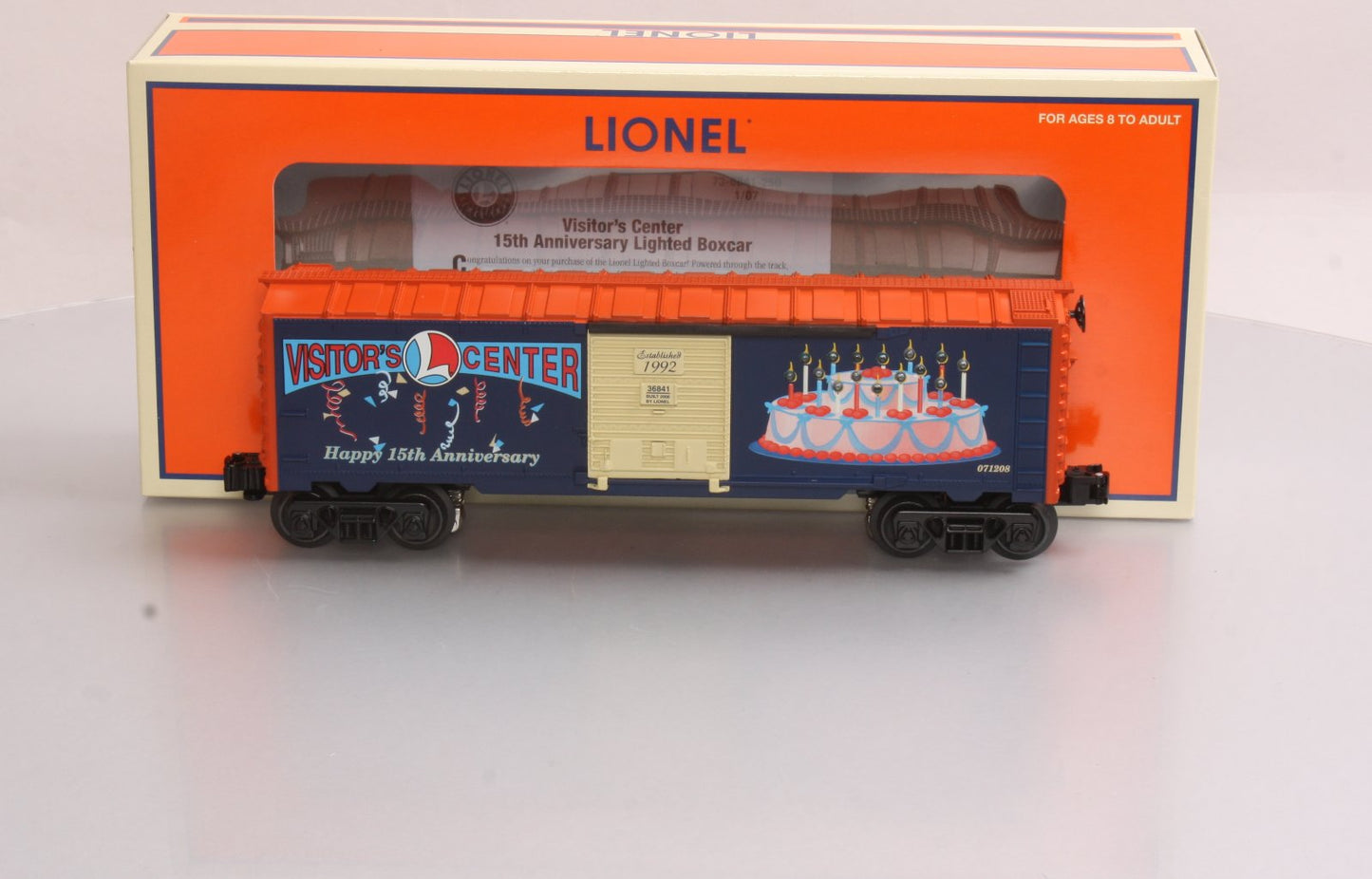 Lionel 6-36841 O Gauge Visitor's Center 15Th Anniversary Lighted Boxcar #071208 LN/Box